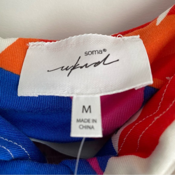 Soma Multicolored Palm Print Maxi Sundress w/Built-in Bra Size - Medium - Picture 6 of 12